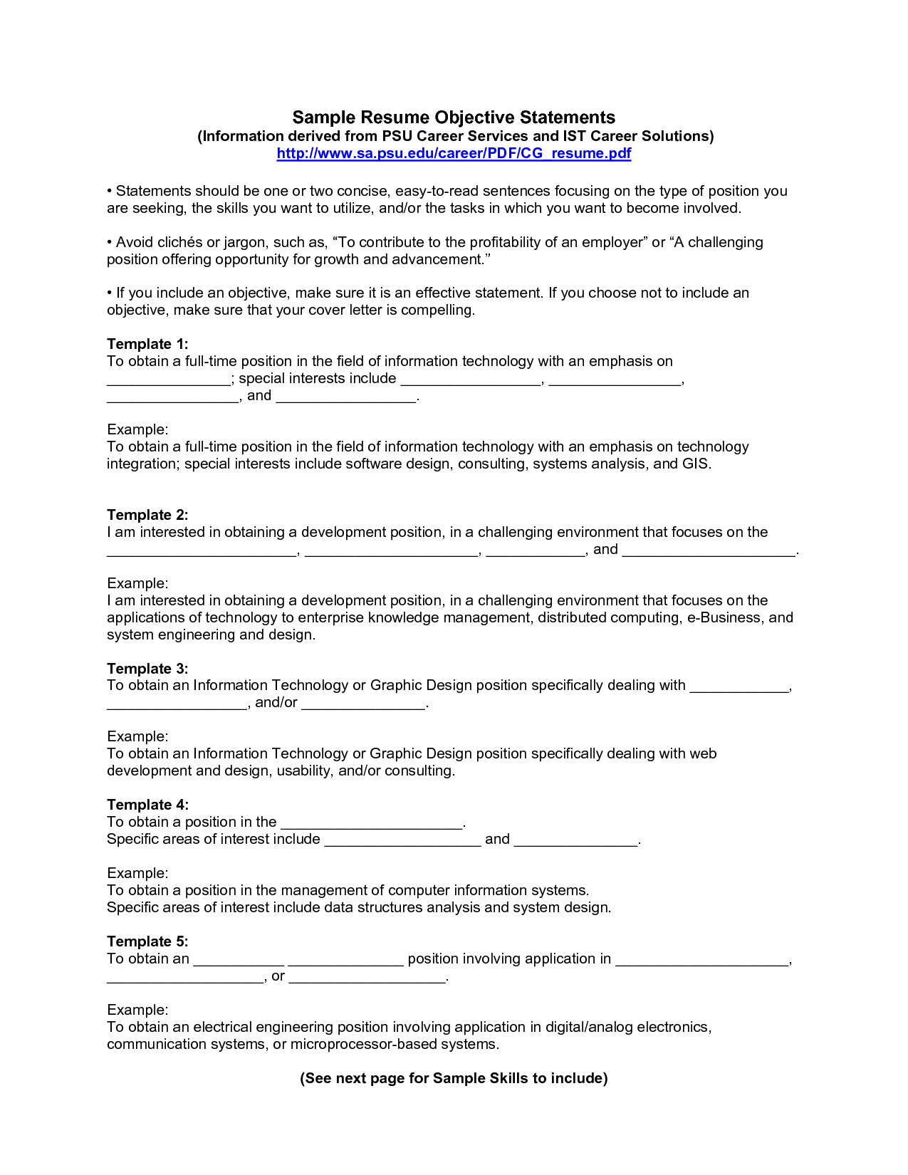 Resume building objective statement