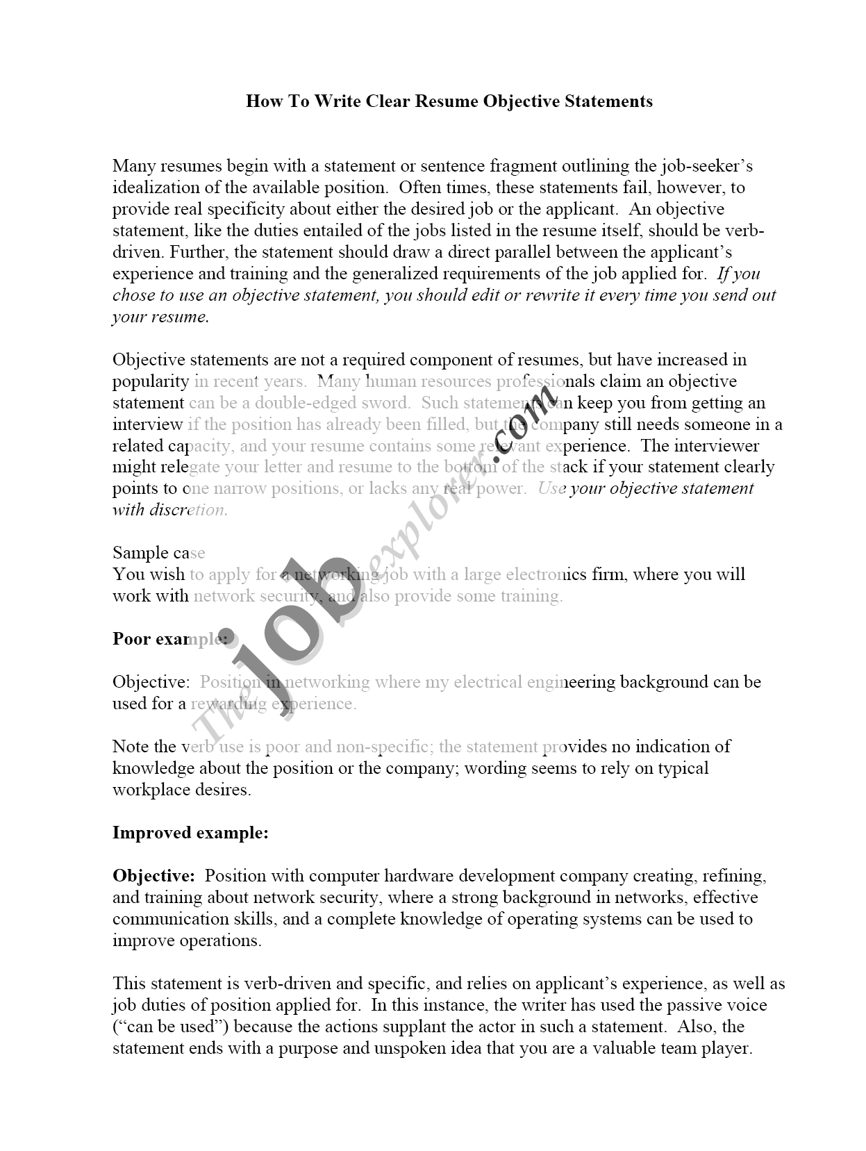 Tufts career services sample resume