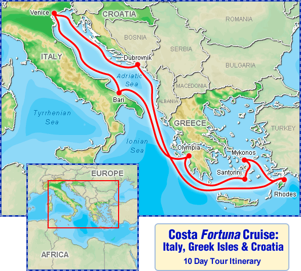 eastern mediterranean cruise map