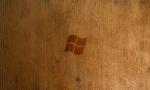 Windows logo on old oak wood