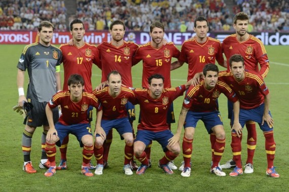 スペイン代表集合写真vsフランス代表ユーロ2012