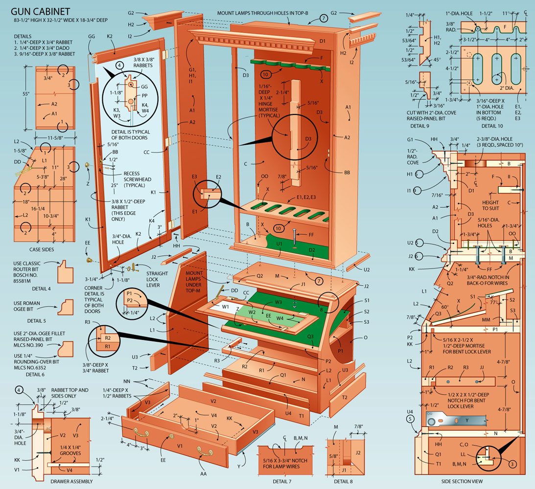 woodworking plans gun cabinet